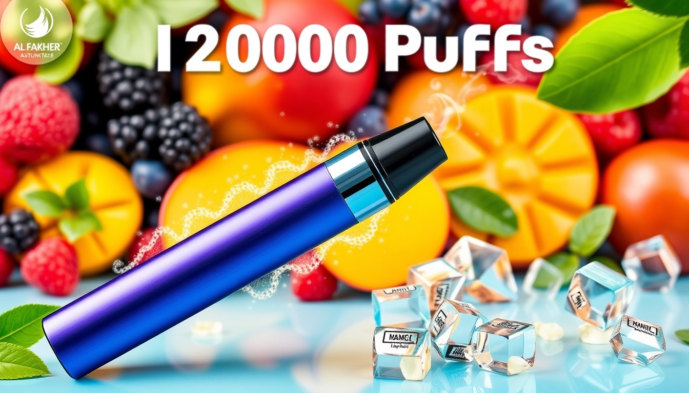 Al Fakher 12000 Puffs Disposable Vape showcasing integrated hookah soundwaves and a vibrant selection of flavours