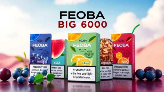 Feoba Big Bar 6000 disposable vape with assorted flavors and sleek design