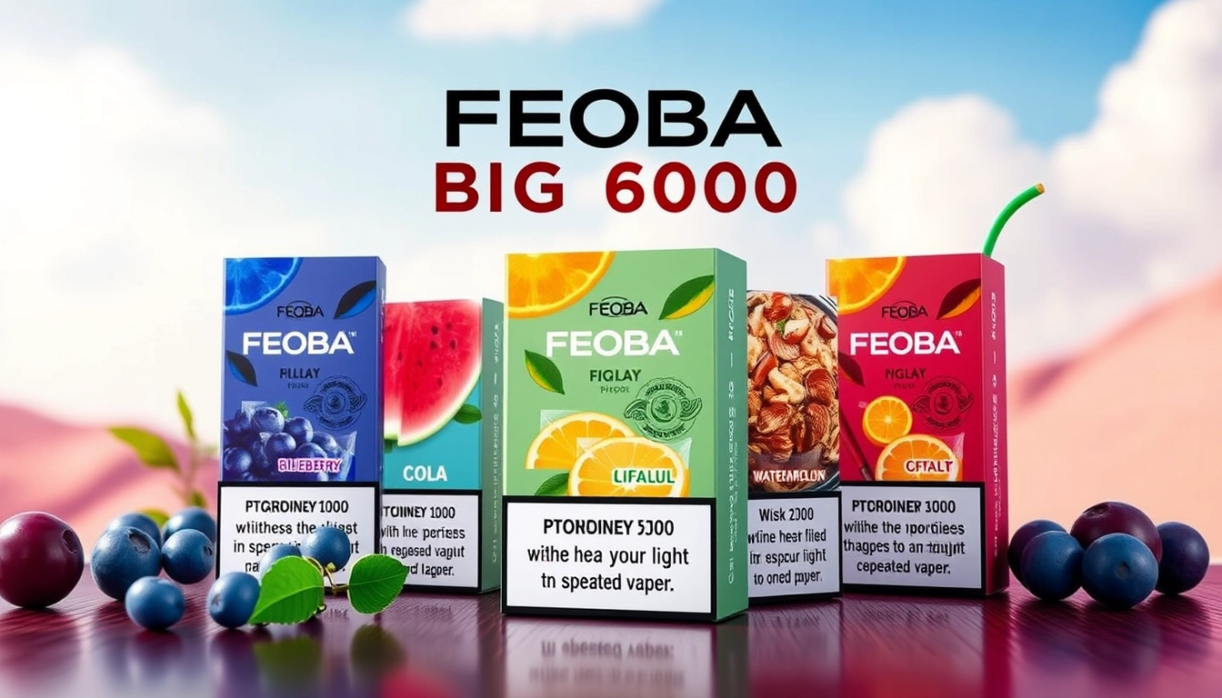 Feoba Big Bar 6000 disposable vape with assorted flavors and sleek design